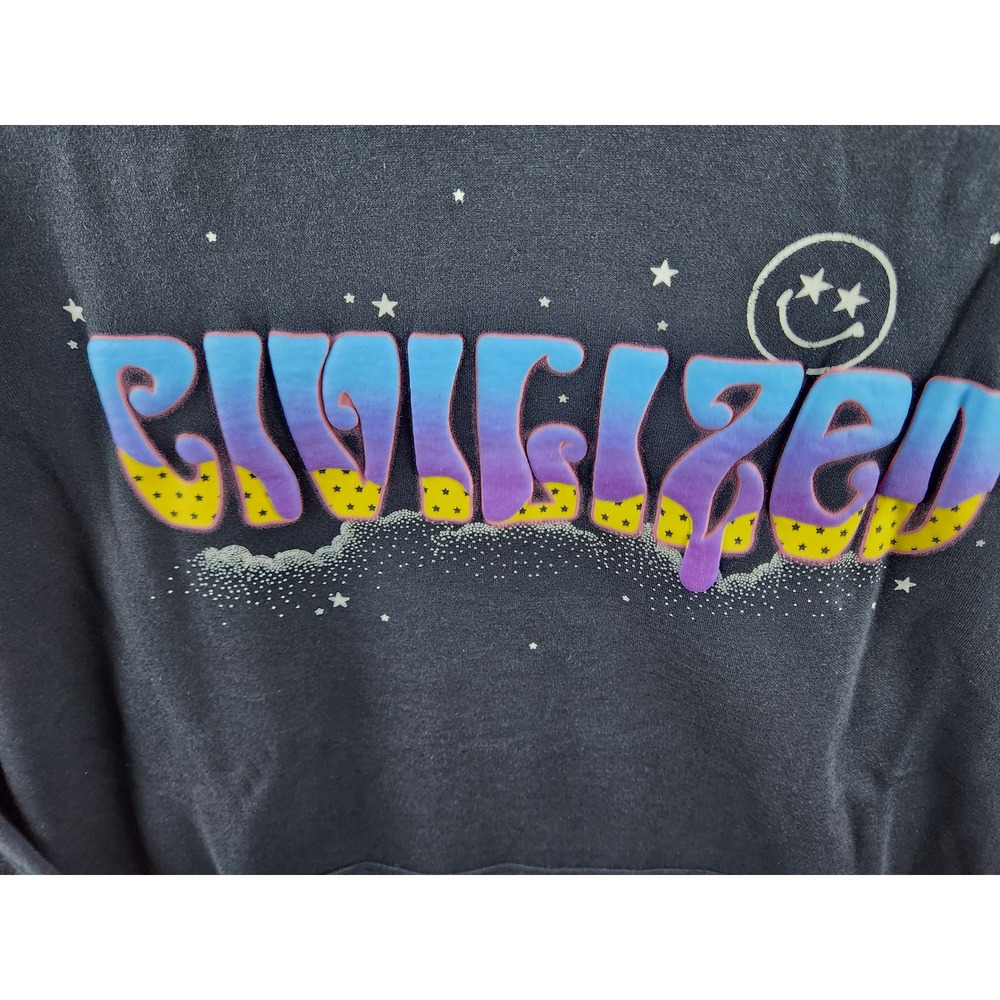 Civilized Psychedelic Dreaming Hoodie Black Graphic Skeleton Y2K NWT Men's XL - Picture 9 of 10